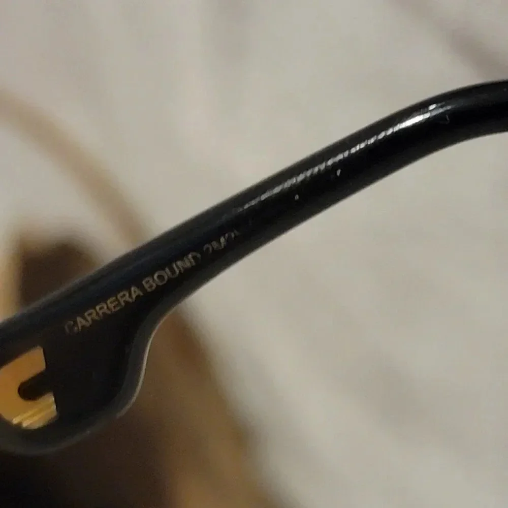 Carrera Bound Gold-Tone Metal with Black Acetate Arm Tips Sunglasses For…